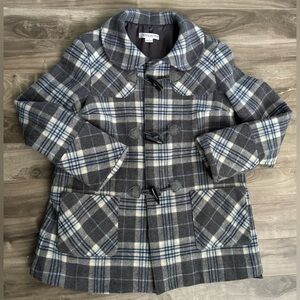Pendleton Shacket Plaid Jacket Virgin Wool Lambs Wool Toggles Size Small (*flaw)